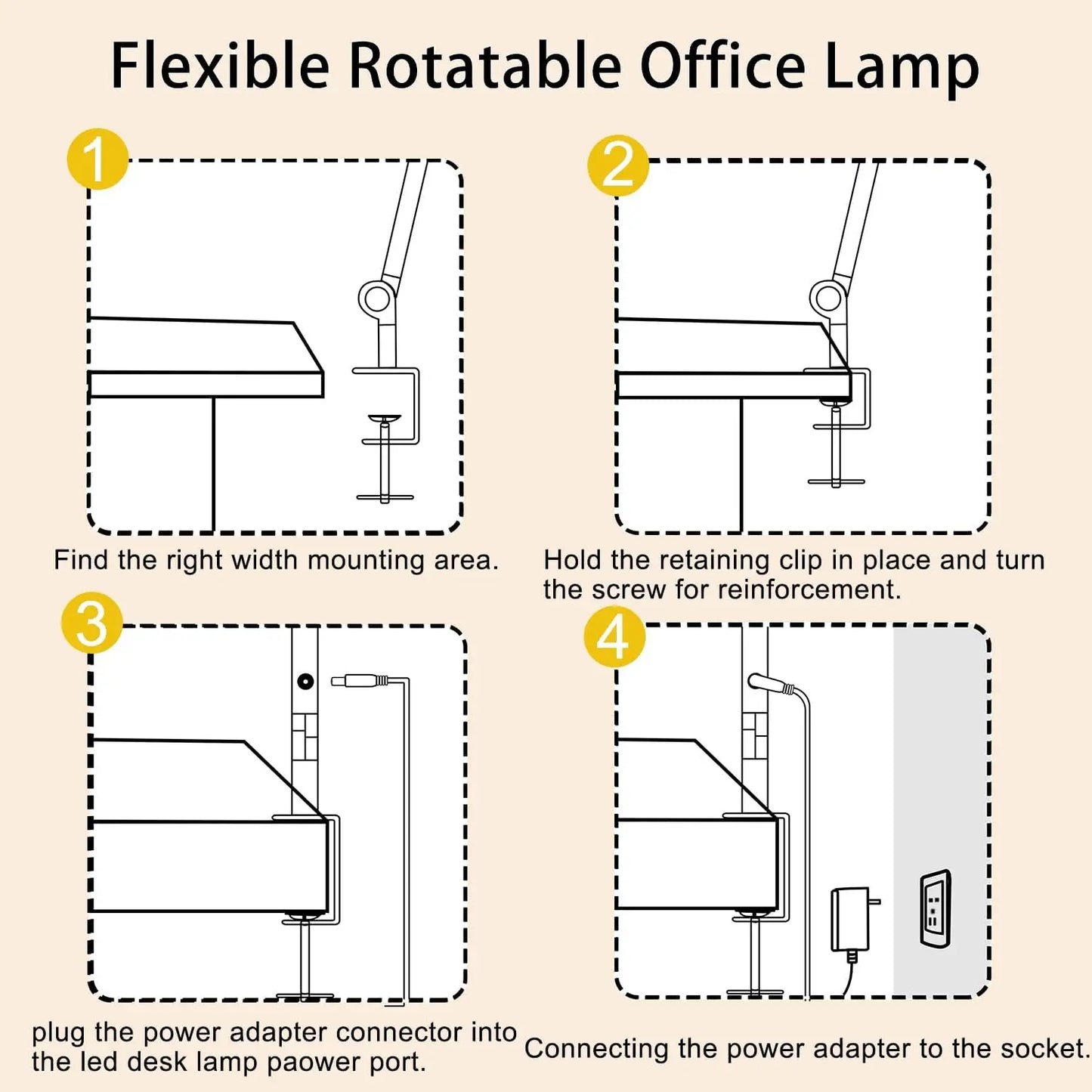 LED Desk Lamp With Clamp Flexible Swing Arm Touch Control