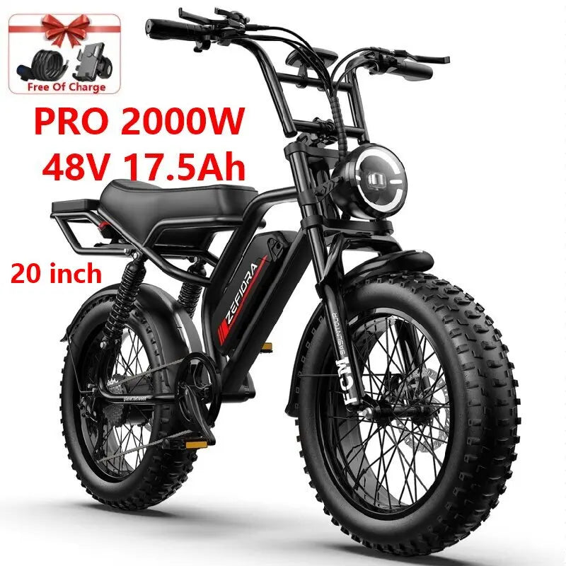 ZEFIORA Electric Bicycle 1000W 2000W 48V Battery Aluminum Alloy Range 30-60
