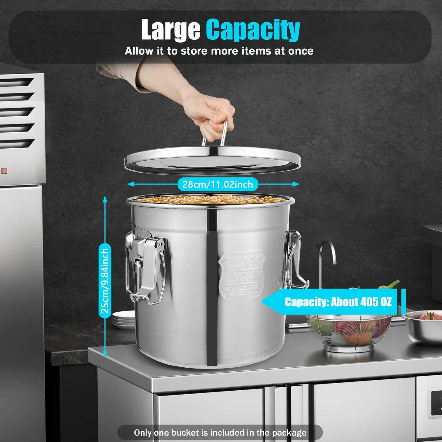 304 Stainless Steel Airtight Canisters With Lids And Locking Clamp