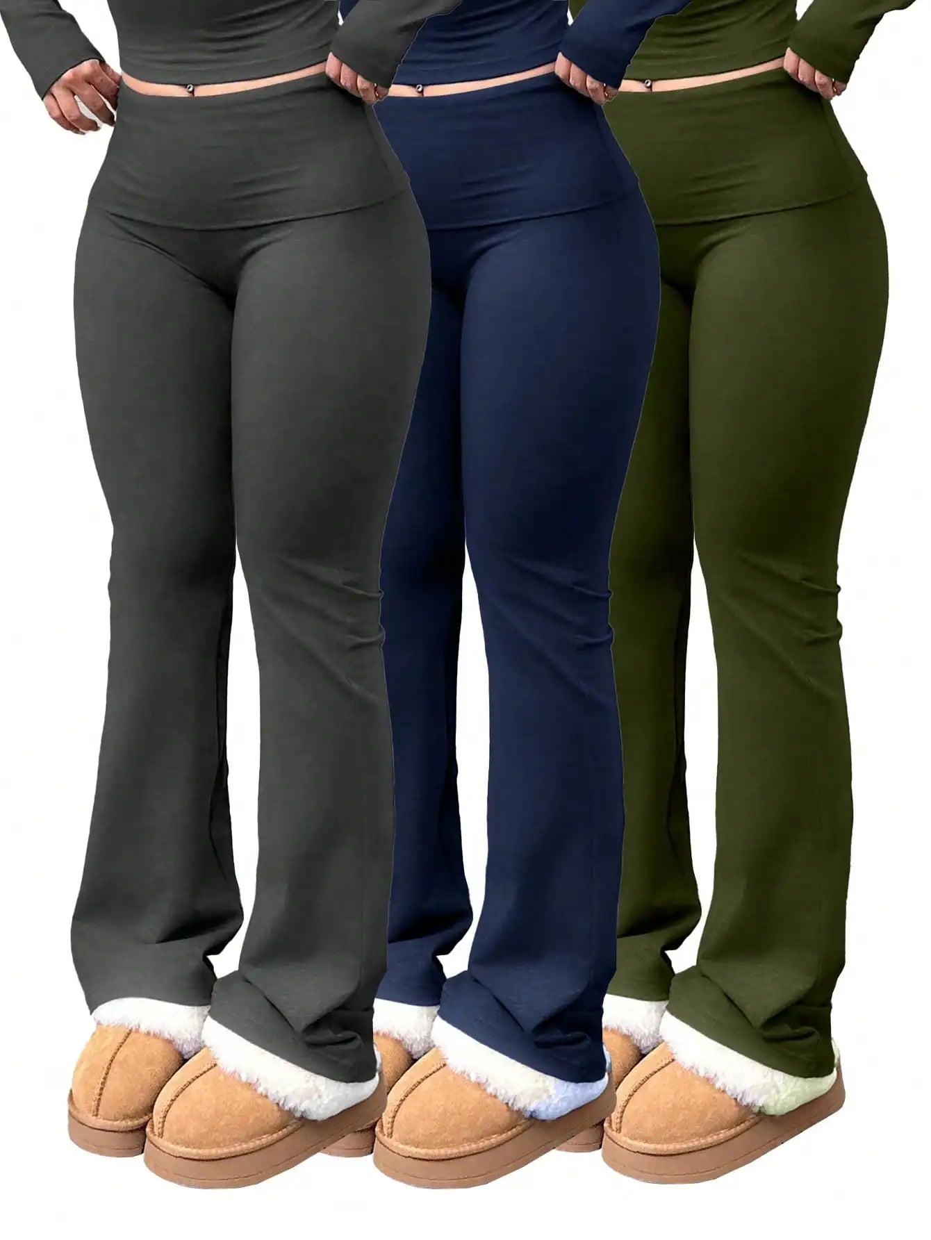SDNGEDCN Women's High Waisted Flared Yoga Pants 3 Pairs Set