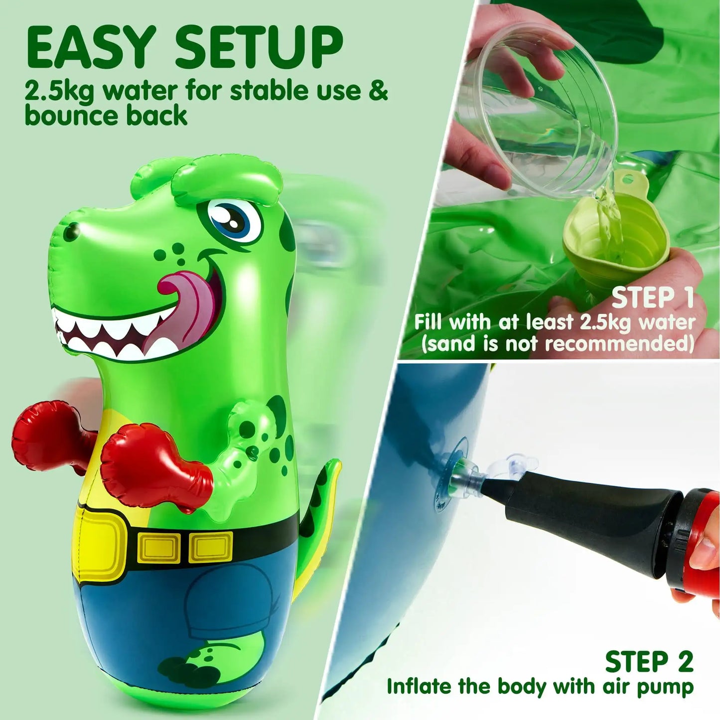 Joyfy Inflatable T-Rex Punching Bag for Kids Bounce-Back Action