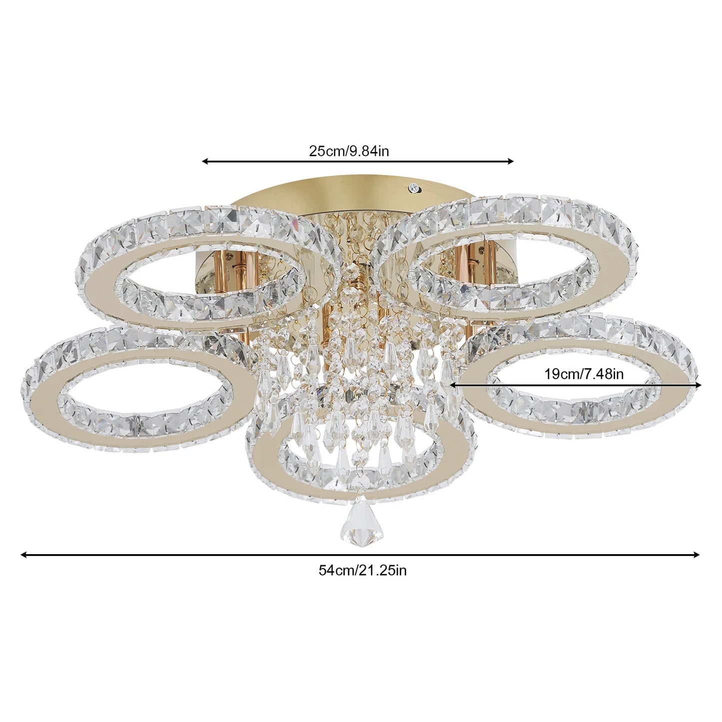 VETRULUS Led Crystal Chandelier Ceiling Light For Living Room