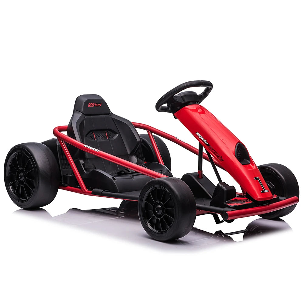 24V Electric Go Kart for Kids With Dual 300W Motors and Music