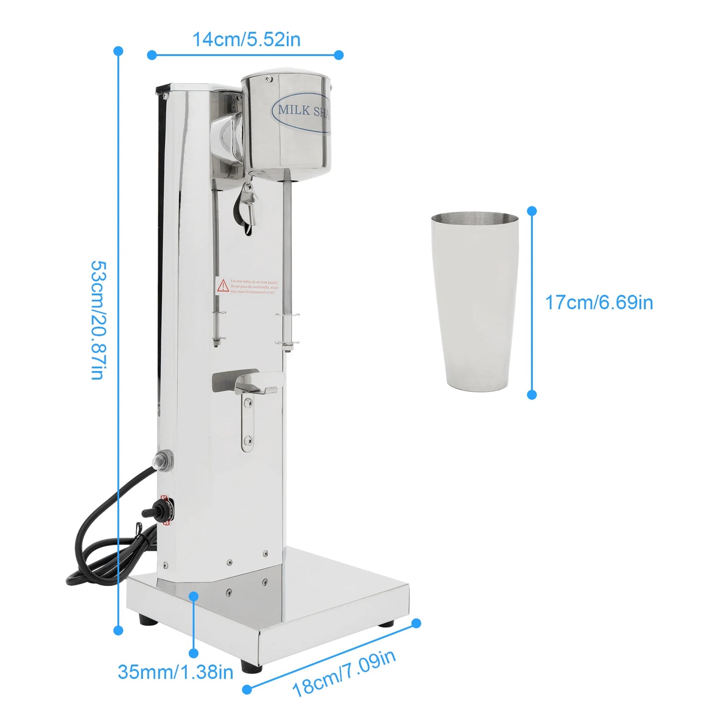 Bymaocar 180W Commercial Milk Shake Mixer Stainless Steel