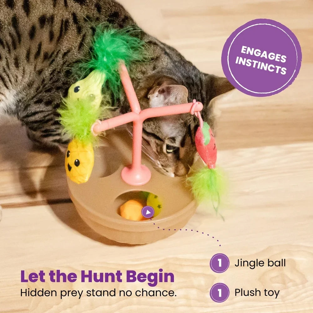 Wobbling Cat Toy Fruit Bowl With Five Interactive Catnip Toys