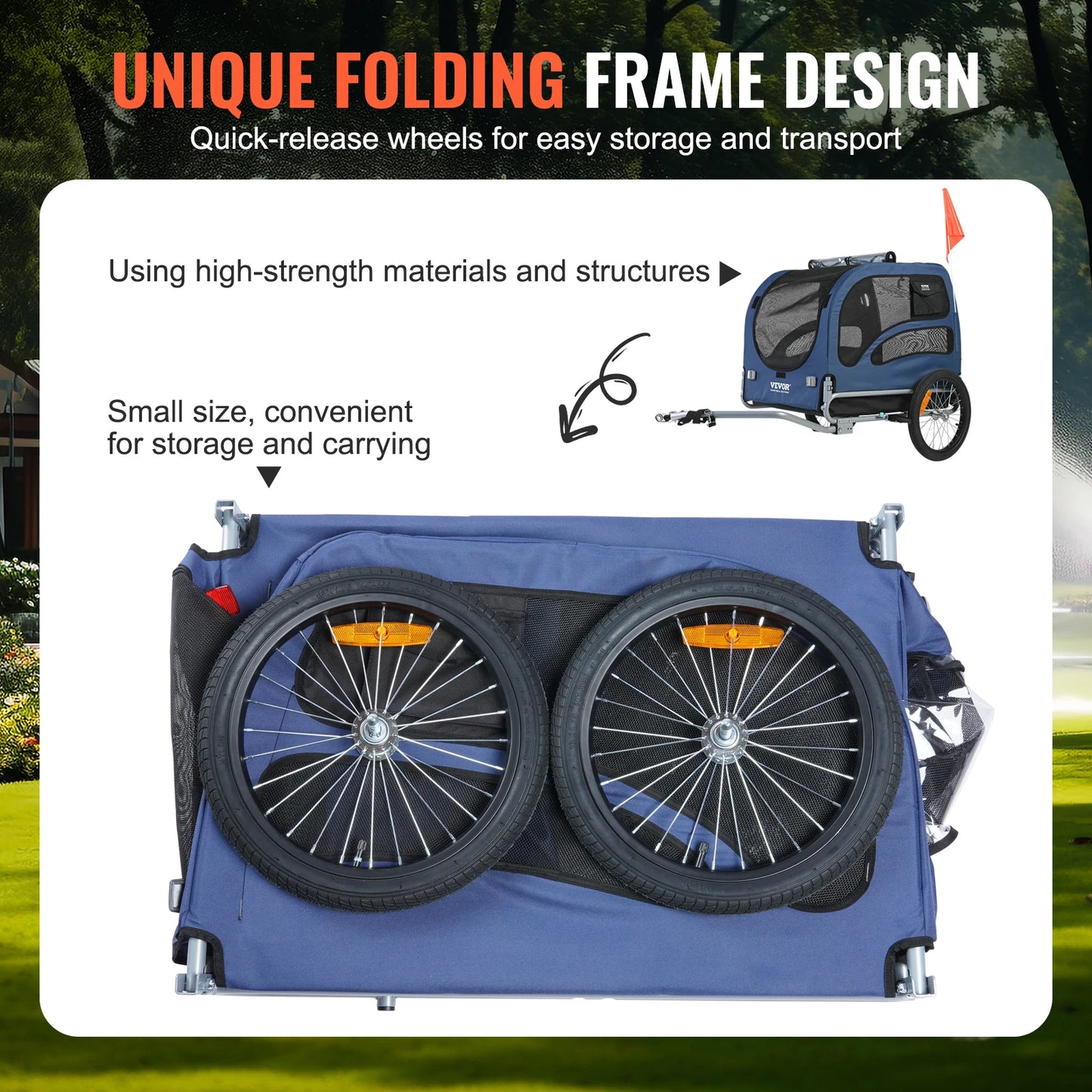 Dog Bike Trailer Carrier Collapsible for Travel