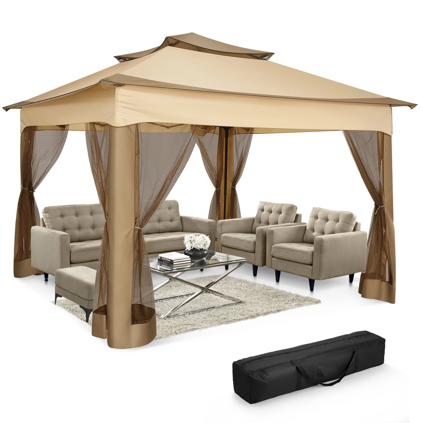 Tooluck Pop Up Gazebo With Mosquito Netting And Carry Bag