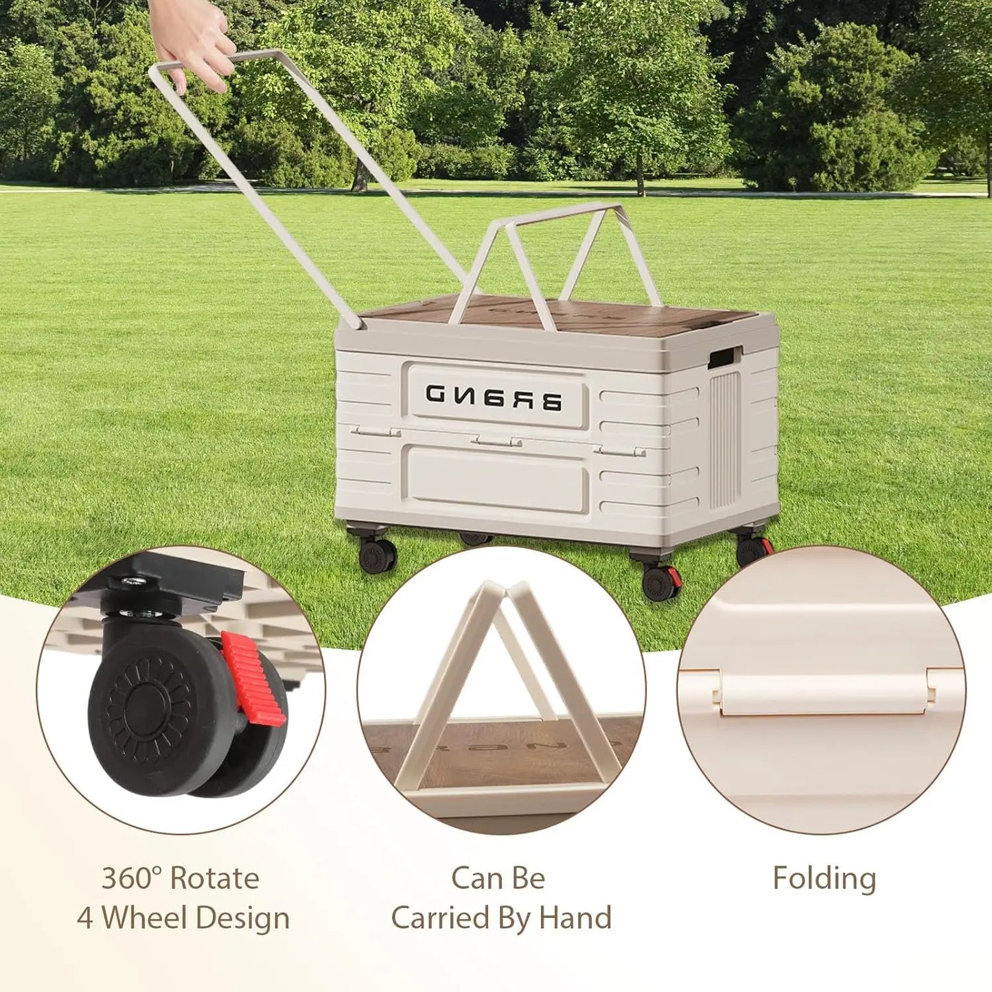 360 Degree Rotating Foldable Storage Cart For Camping Totes