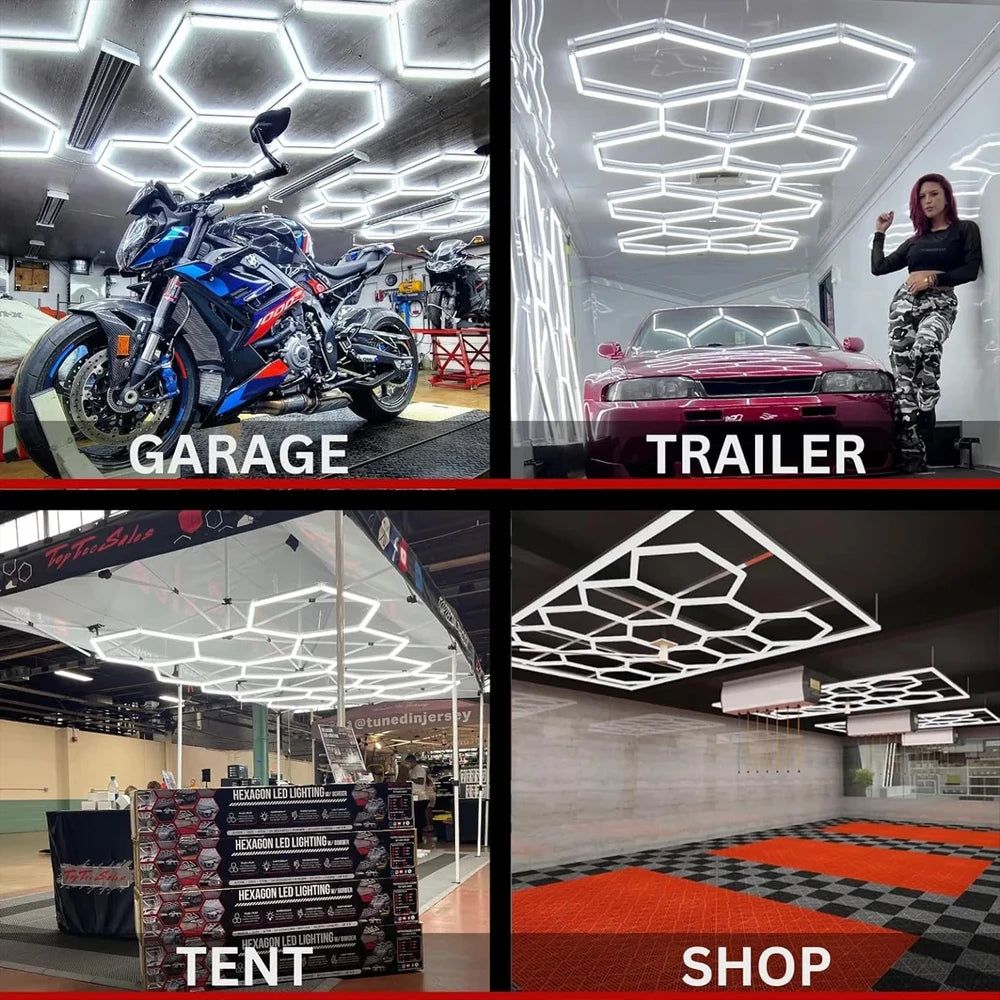 Premium Honeycomb Hexagon LED Ceiling Light For Garage Workshop