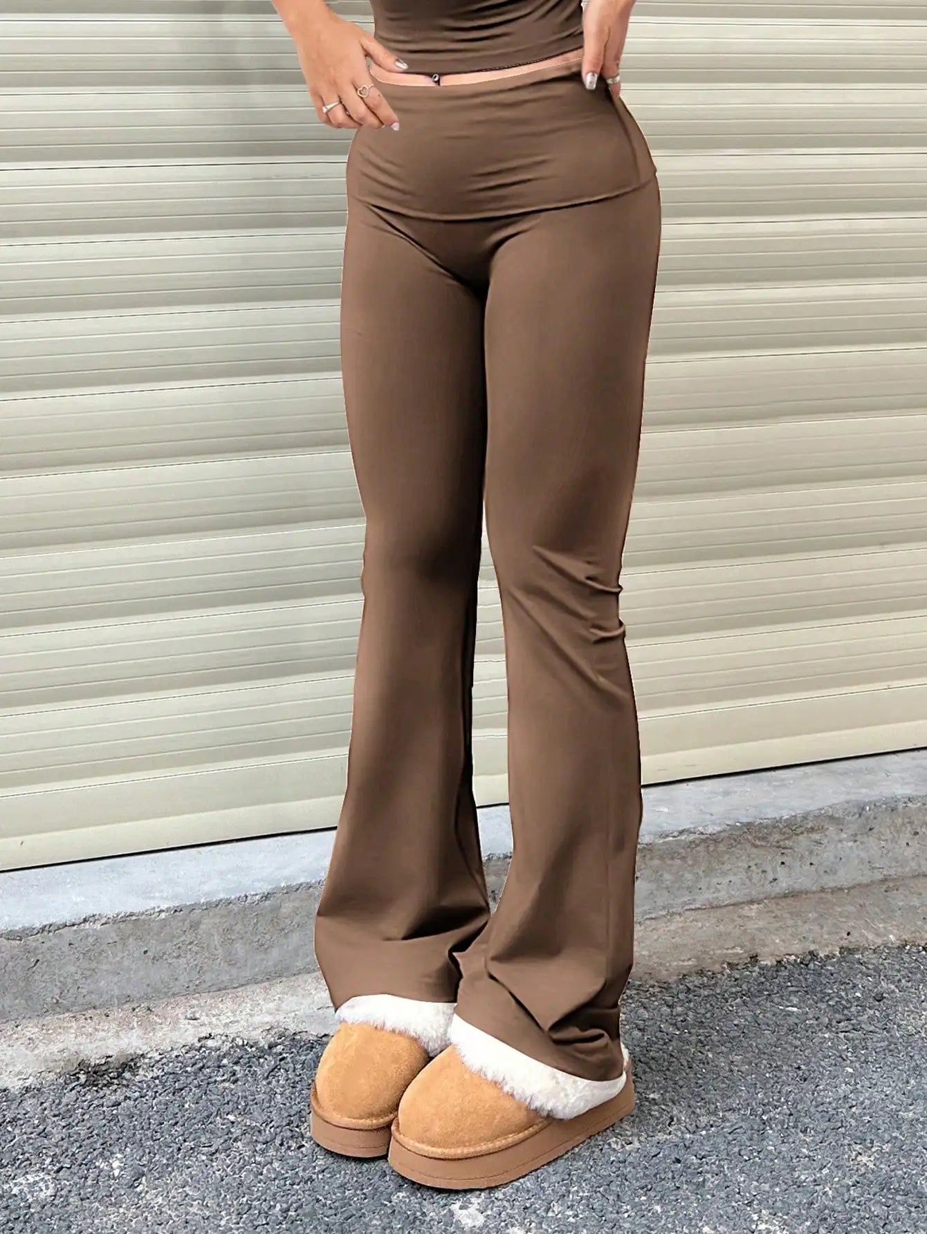 Womens Yoga Pants Set Elastic High Waist Flare Bootcut Leggings For Gym Workout