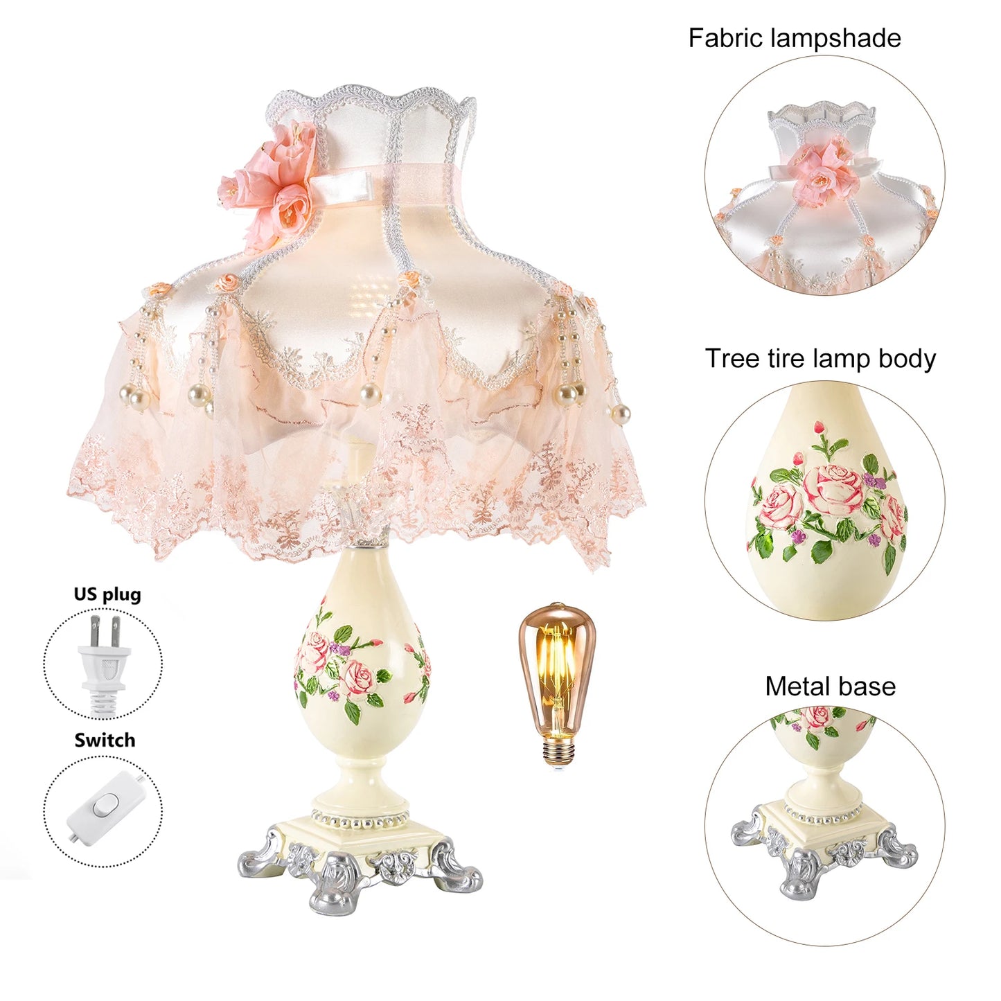 Princess Style LED Table Lamp Romantic Bedroom Decor
