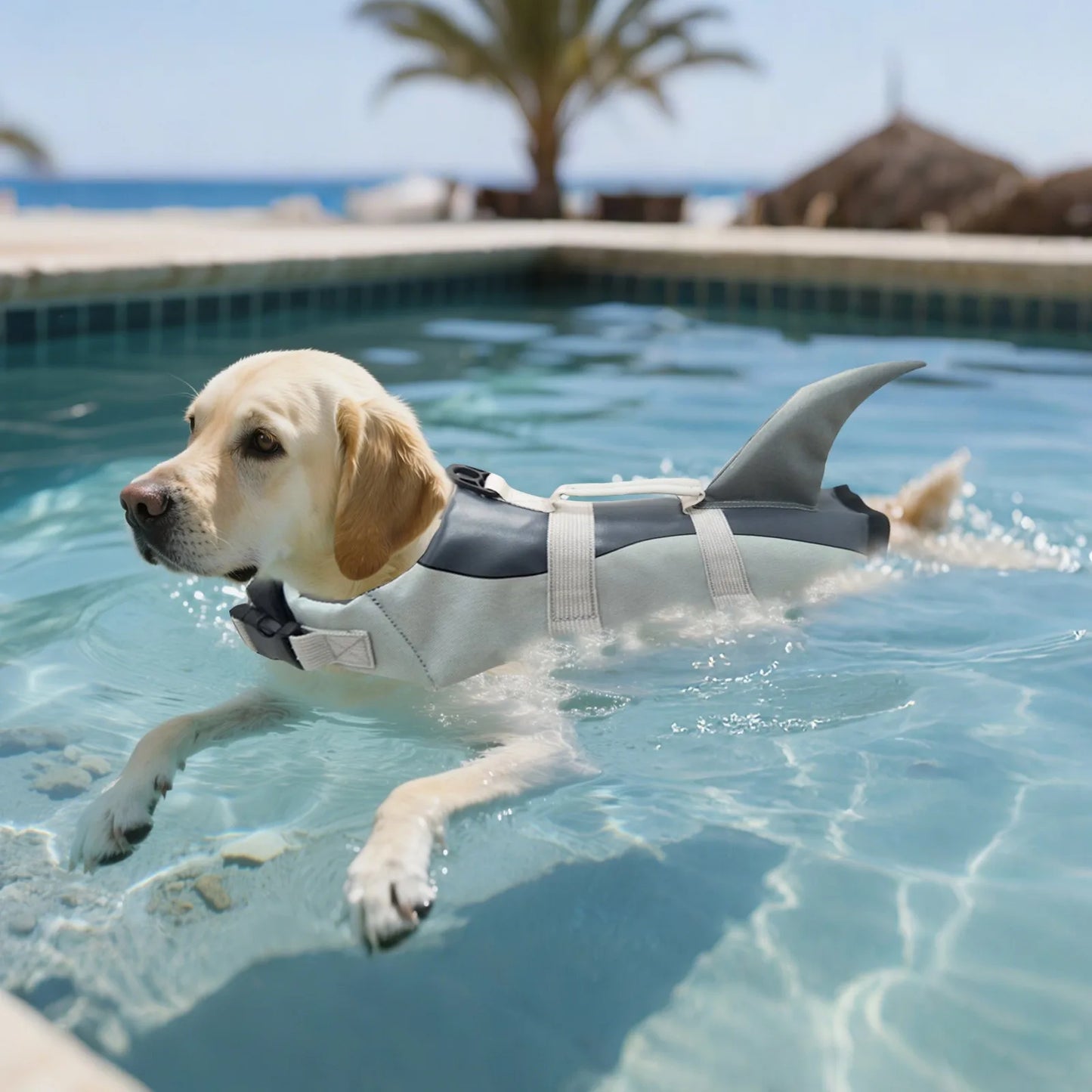 Shark Dog Life Jacket With Handle Safety Vest for Swimming