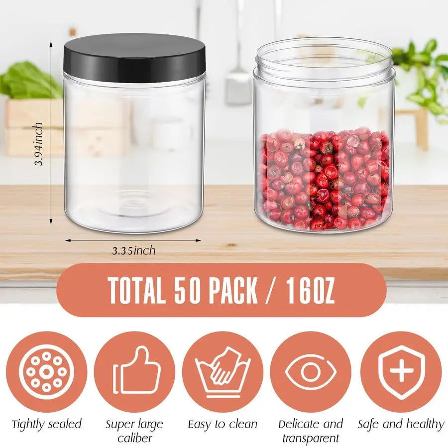 Plastic Jars With Lids 50 Pcs Reusable Storage Containers
