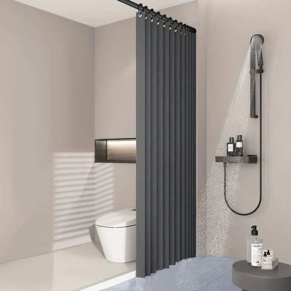 APWIKOGER Foldable Magnetic Shower Curtain With 14 Hooks Waterproof Bath Curtain