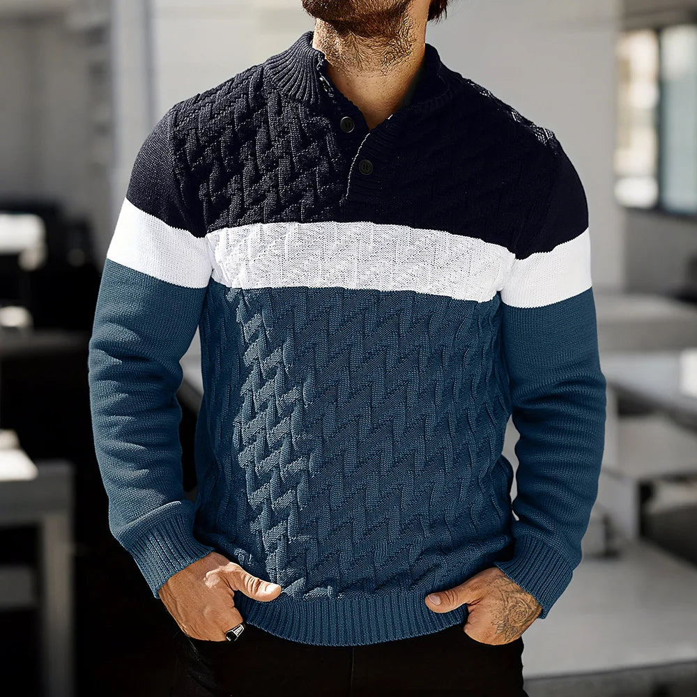 Men's Cable Knit Shawl Collar Pullover For Winter Casual