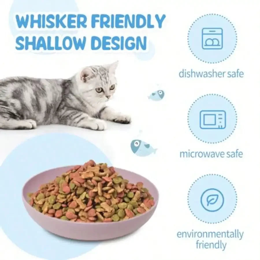 8 Pack Whisker Friendly Cat Dishes Shallow Bowls Indoor Cats