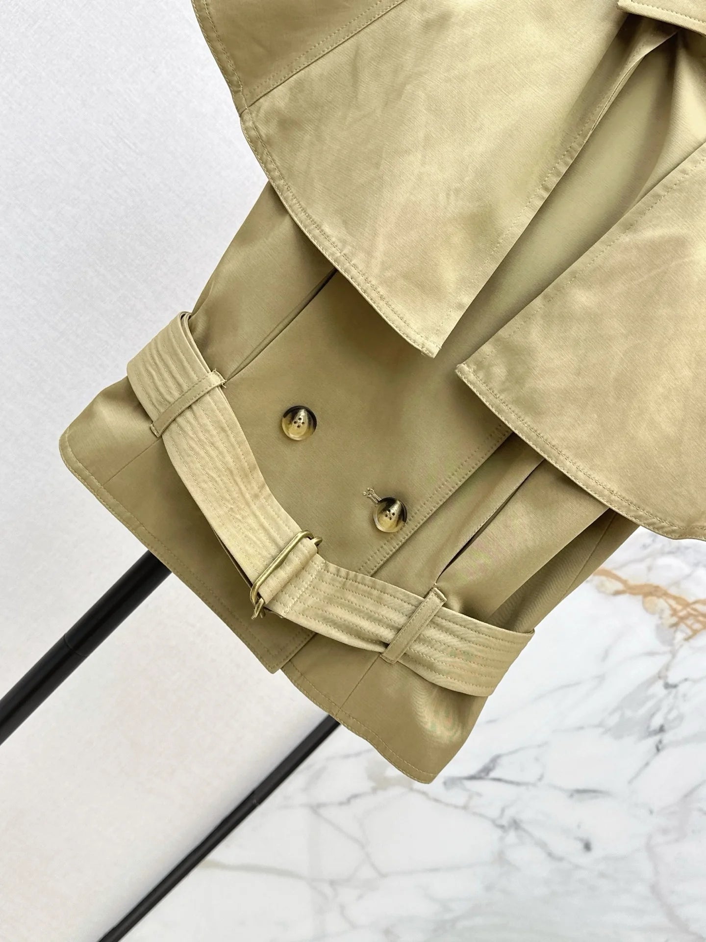 Women Double Breasted Windbreaker Jacket With Adjustable Belt