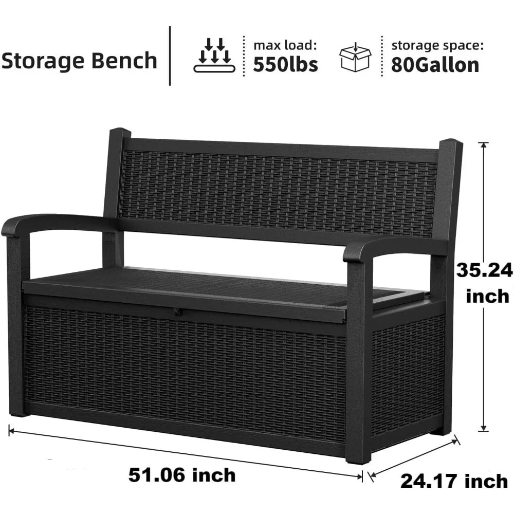 Outdoor Storage Bench Deck Box Waterproof Lockable For Patio