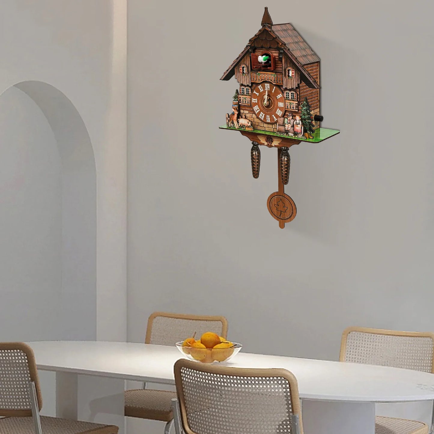 Traditional Wooden Cuckoo Wall Clock With Quartz Pendulum Design