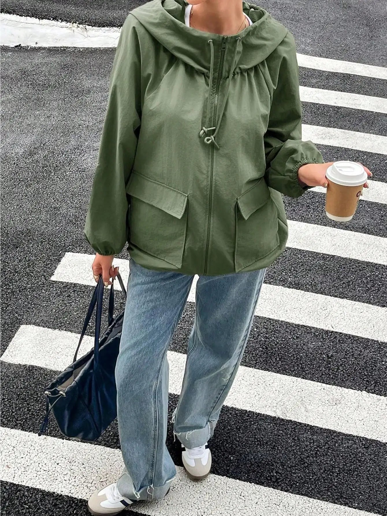 Women Waterproof Lightweight Hooded Nylon Windbreaker Jacket