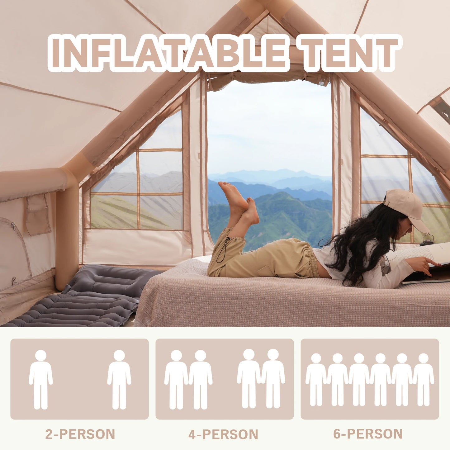 Pakicetus Inflatable Tent With Skylight Quick Setup 4 To 6