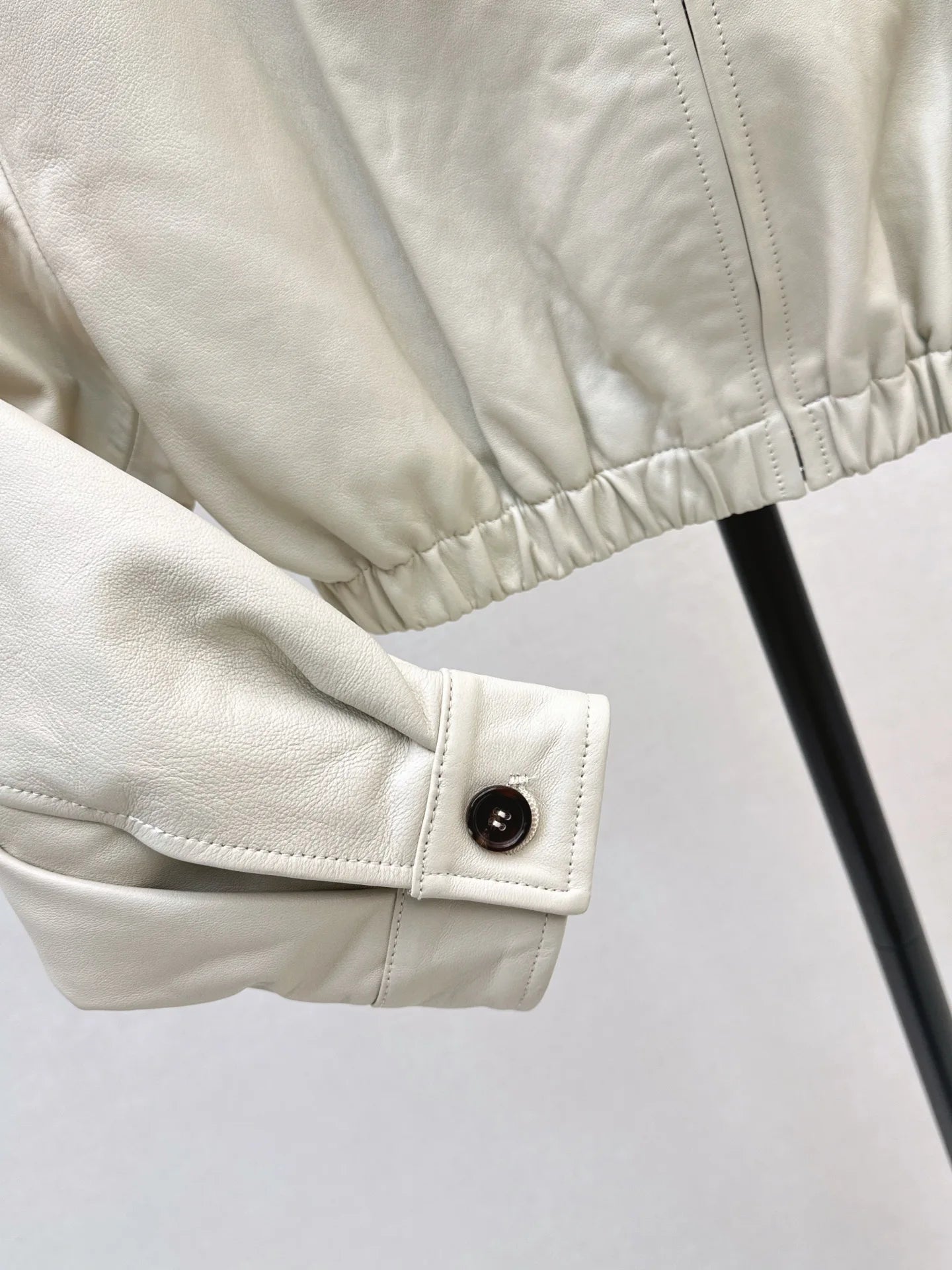 Autumn Winter Women's Leather Notch Collar Zipper Jacket