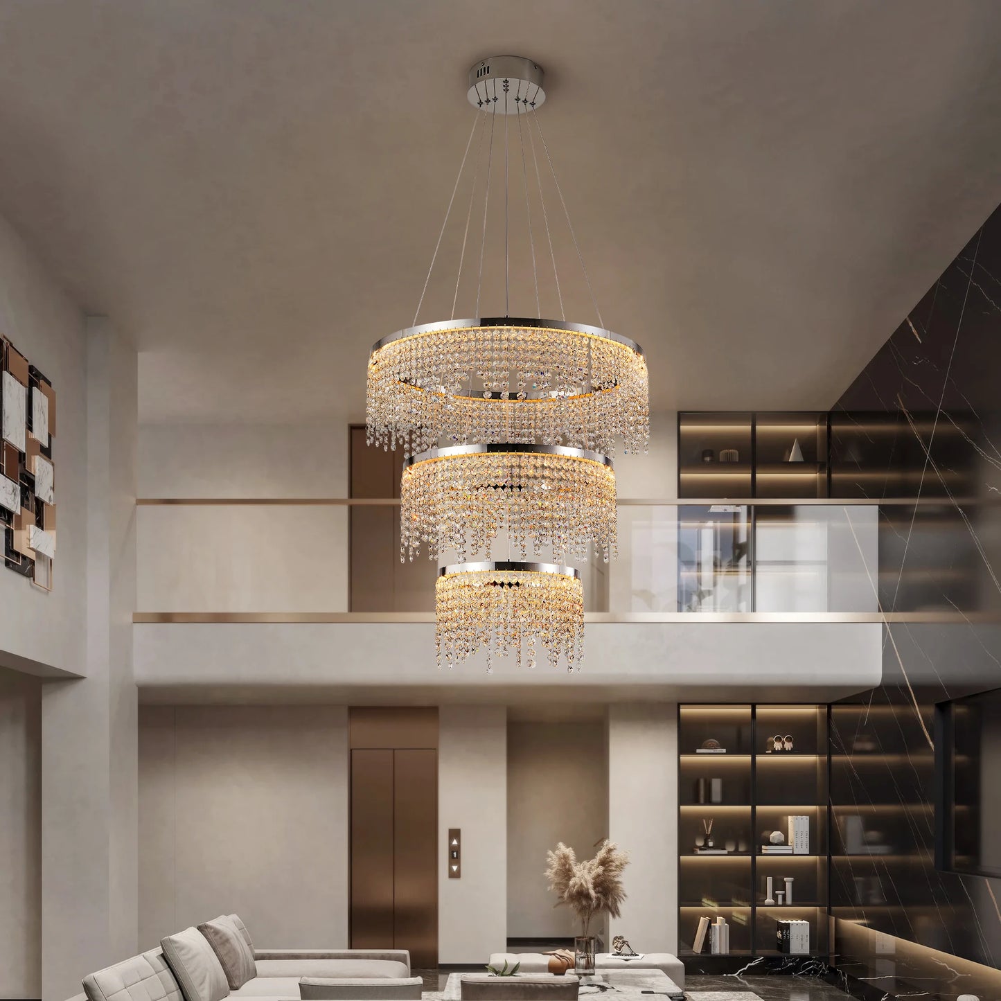 Crystal Chandelier LED Pendant Light With Adjustable Color Temperature