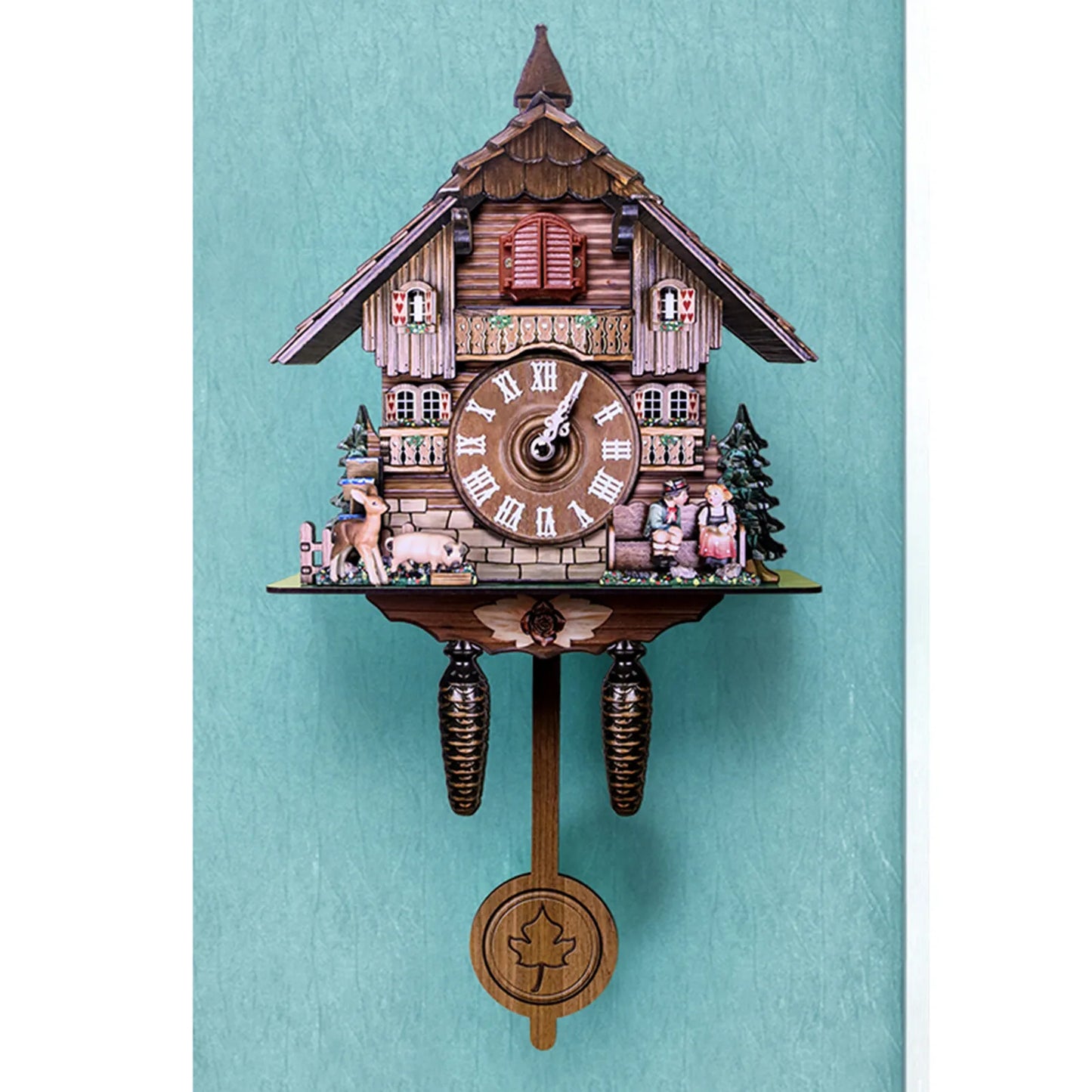 Traditional Wooden Cuckoo Wall Clock With Quartz Pendulum Design