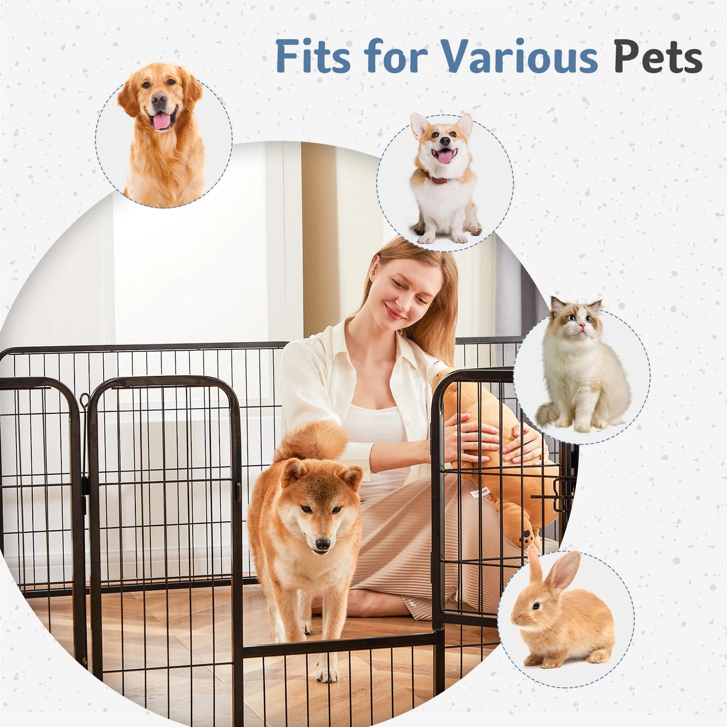 JHK Metal Dog Playpen For Safe Indoor Or Outdoor Exercise