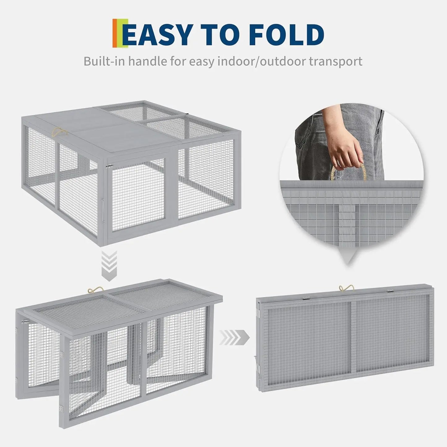 HiMISS Portable Wooden Chicken Coop And Rabbit Hutch For Outdoors