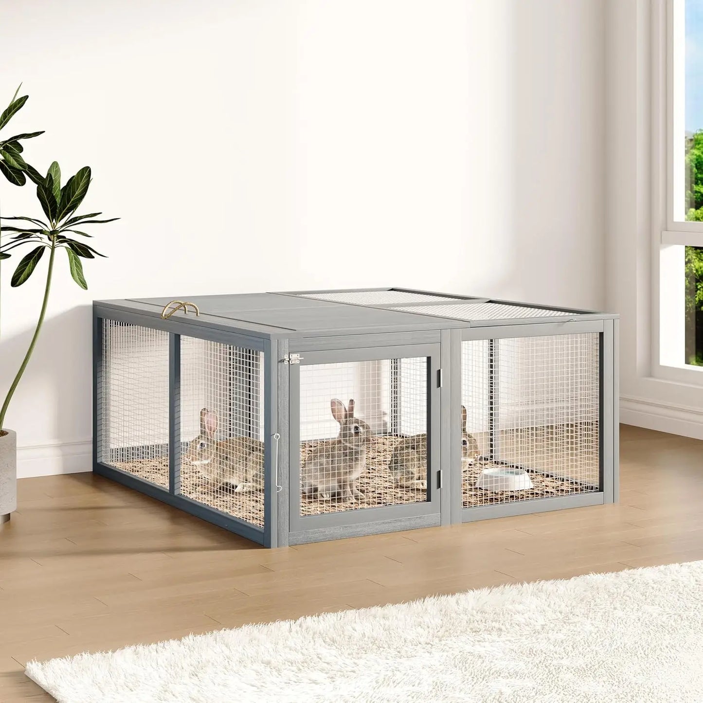 HiMISS Portable Wooden Chicken Coop And Rabbit Hutch For Outdoors