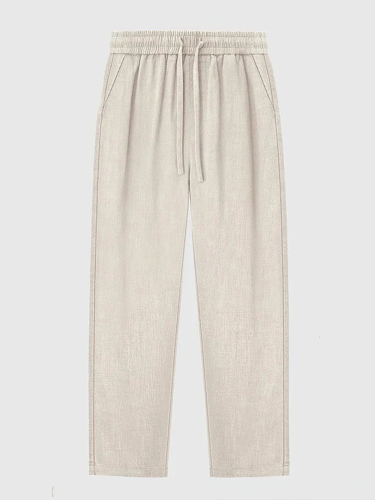 Nevettle Casual Cotton Linen Pants for Men Wide Leg Trousers