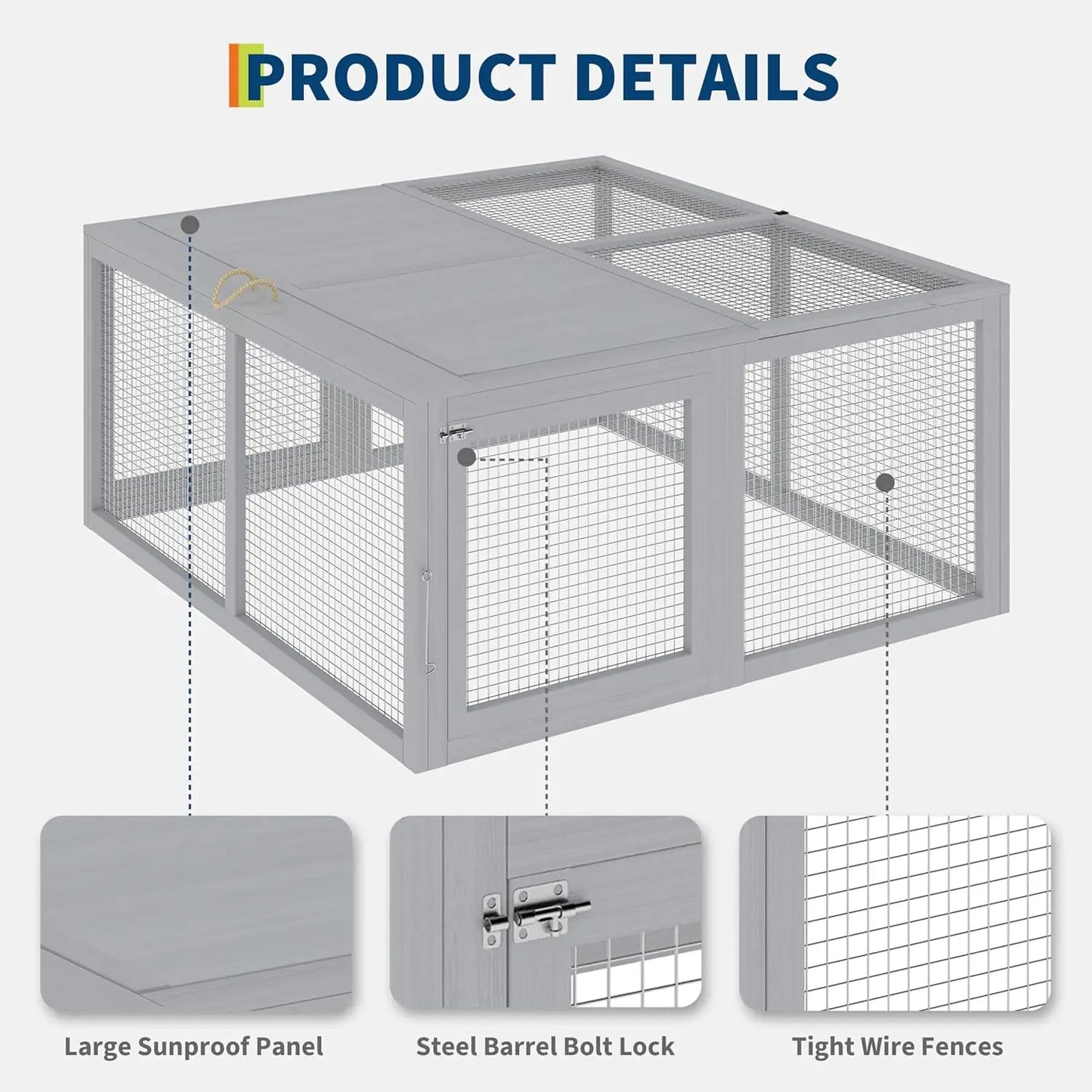 HiMISS Portable Wooden Chicken Coop And Rabbit Hutch For Outdoors