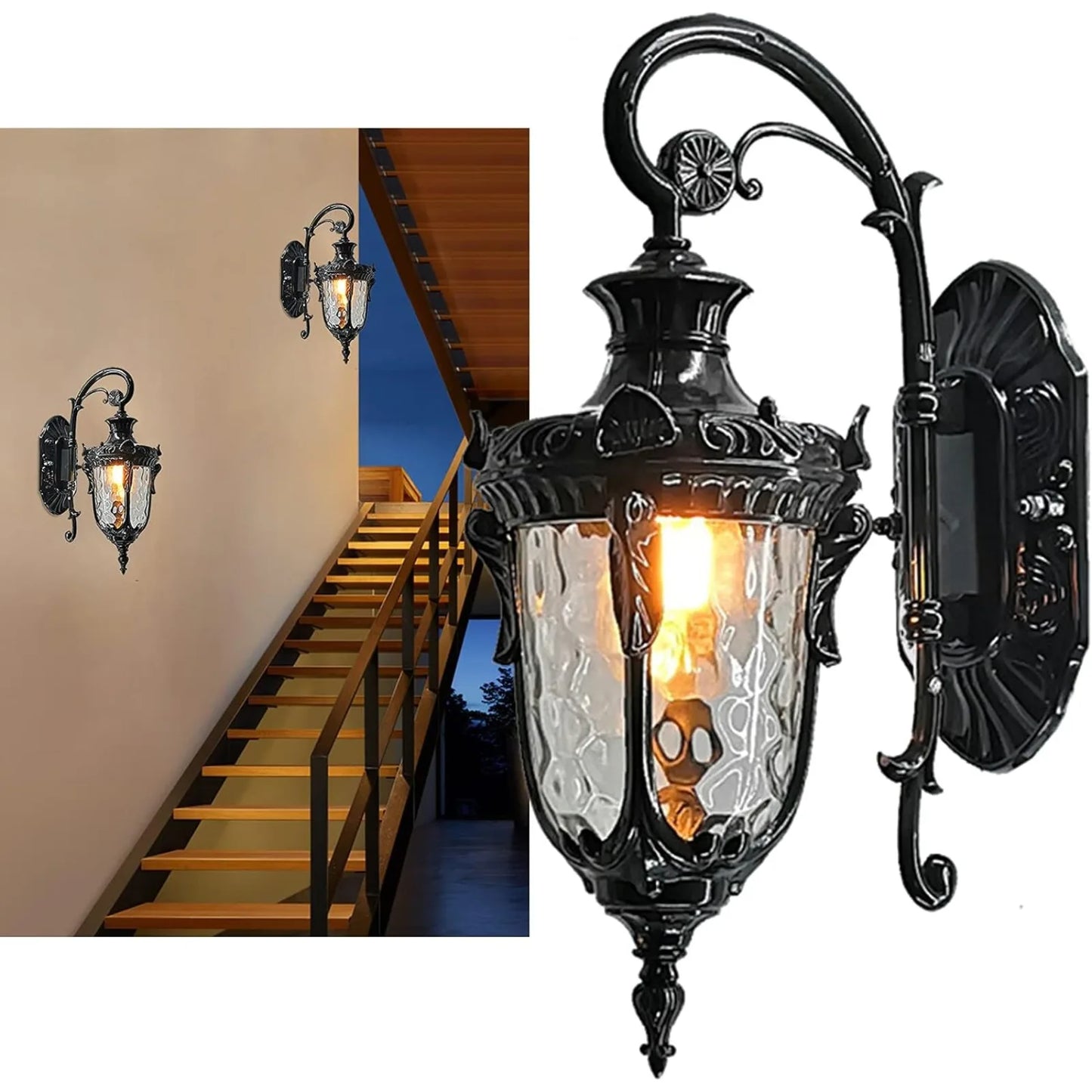 Bymaocar Waterproof Sconce Porch Light Wall Mount With Glass Shade