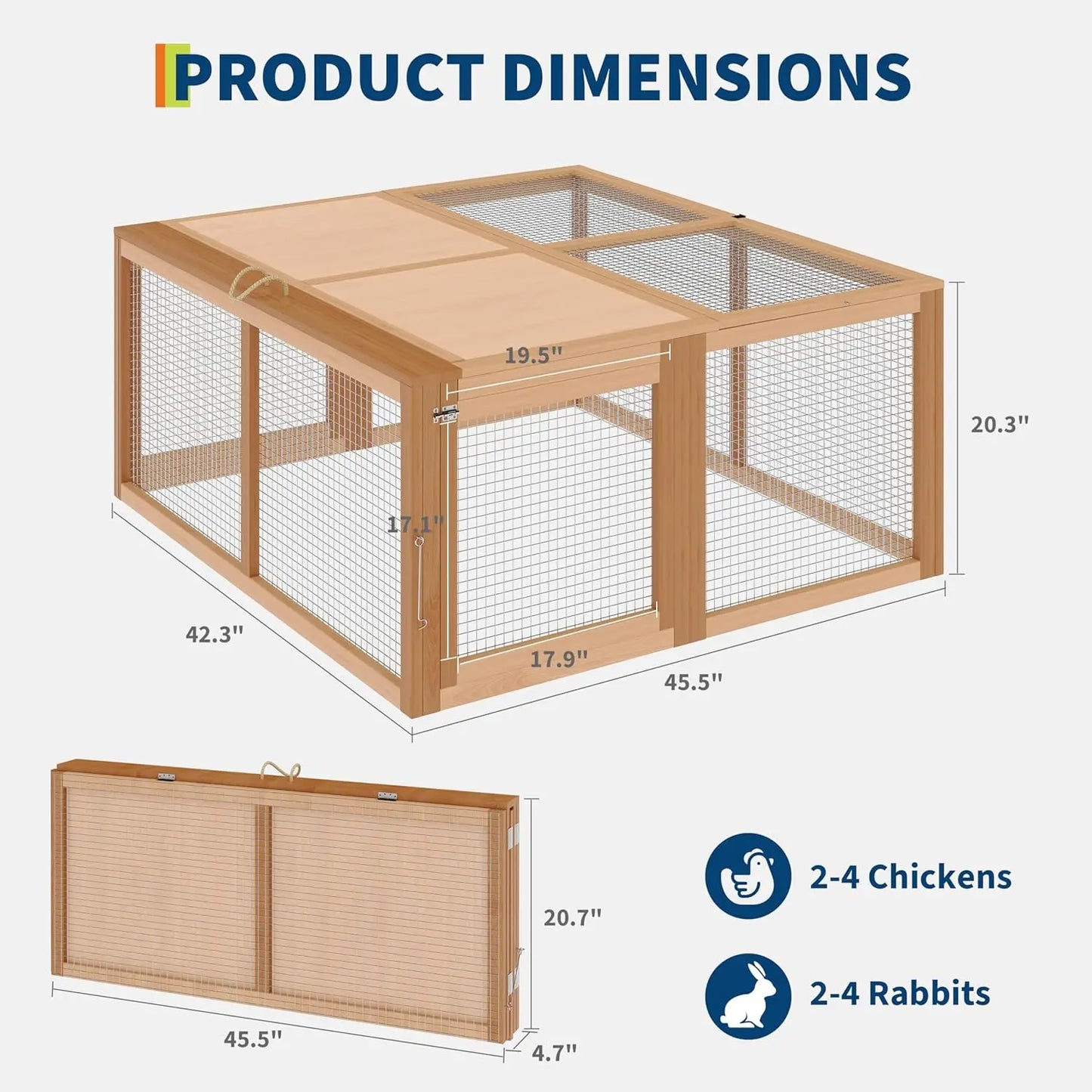 HiMISS Portable Wooden Chicken Coop And Rabbit Hutch For Outdoors