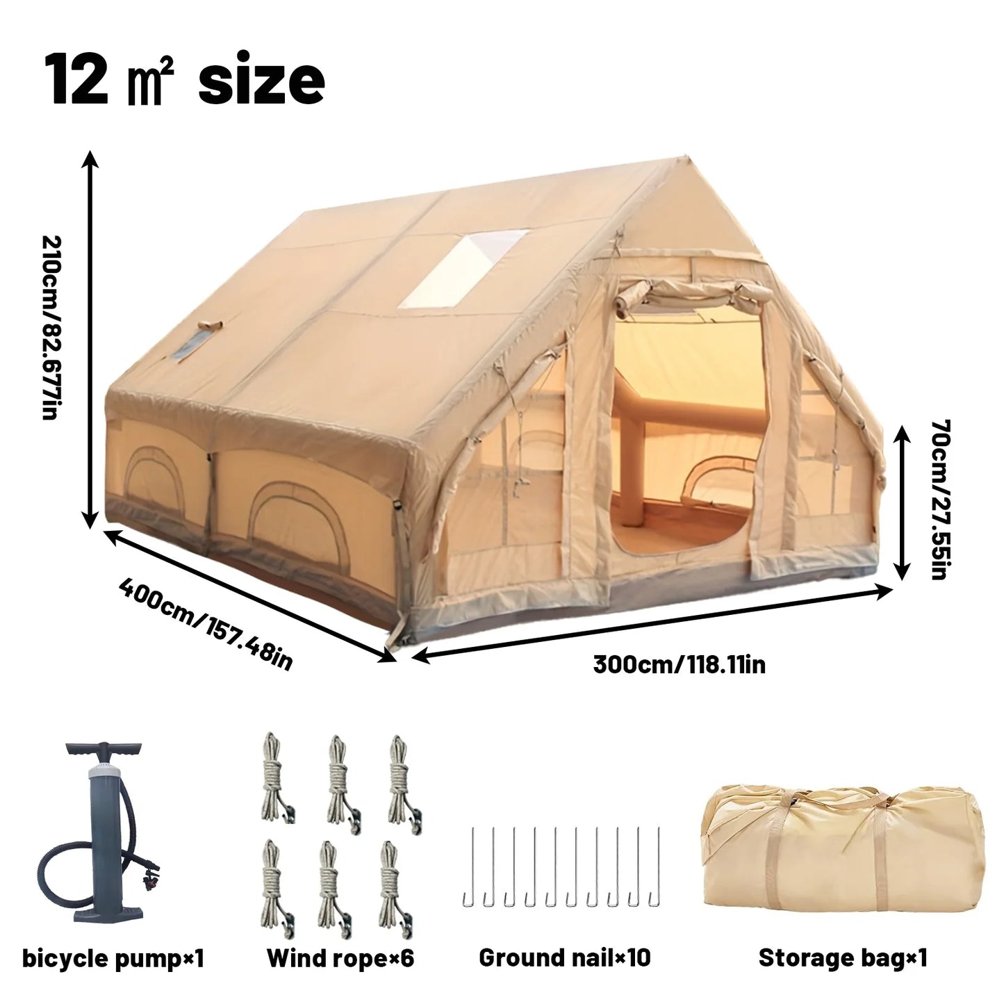 Pakicetus Inflatable Tent With Skylight Quick Setup 4 To 6