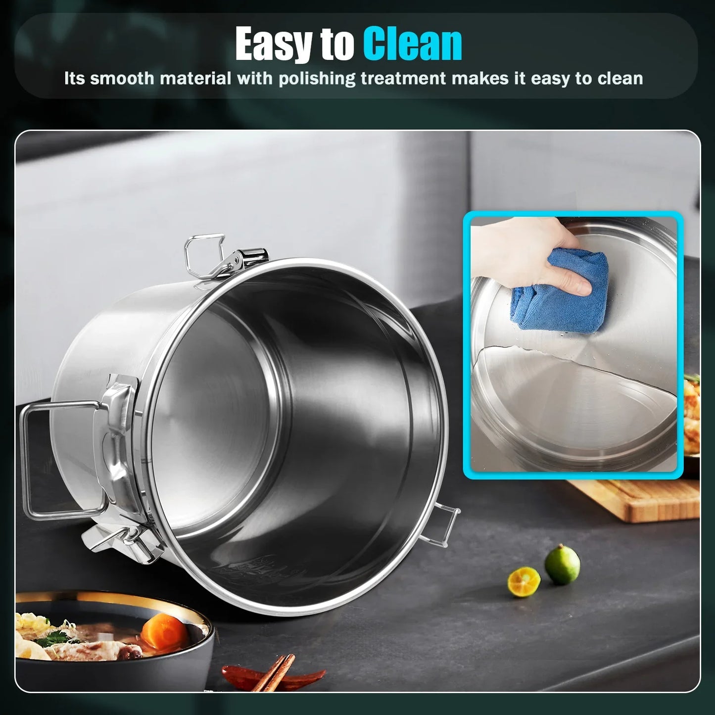 304 Stainless Steel Airtight Canisters With Lids And Locking Clamp