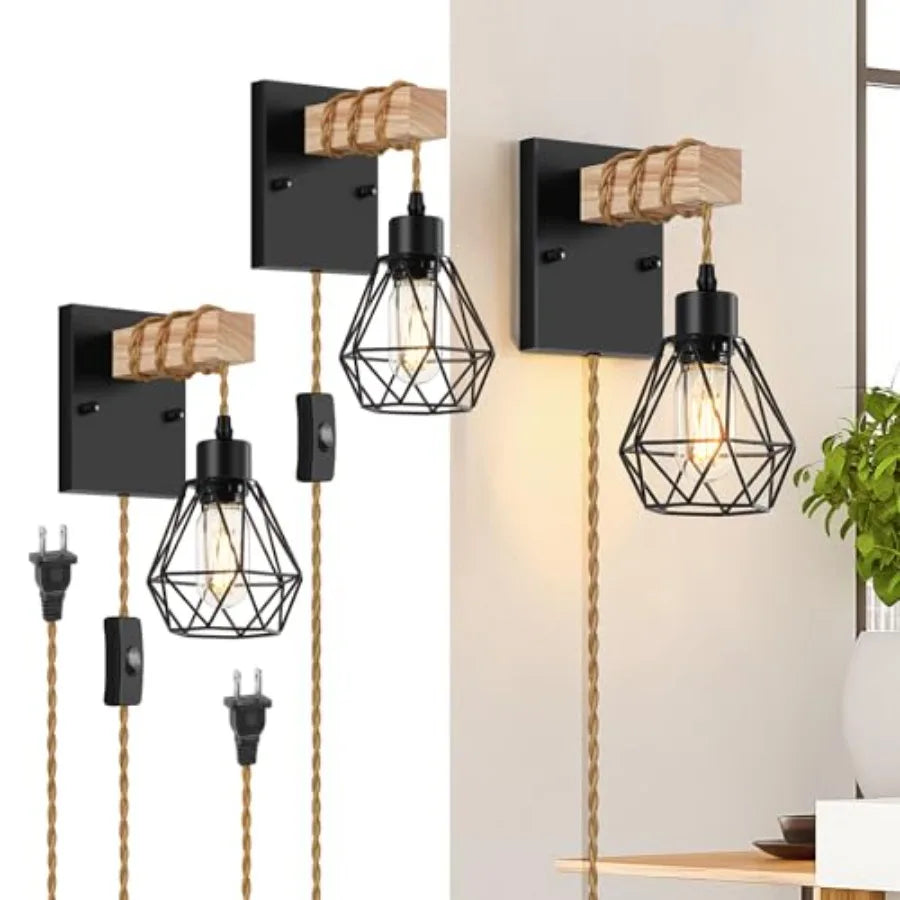 Plug In Wall Sconces Set Of Two Modern Wood Luminaires