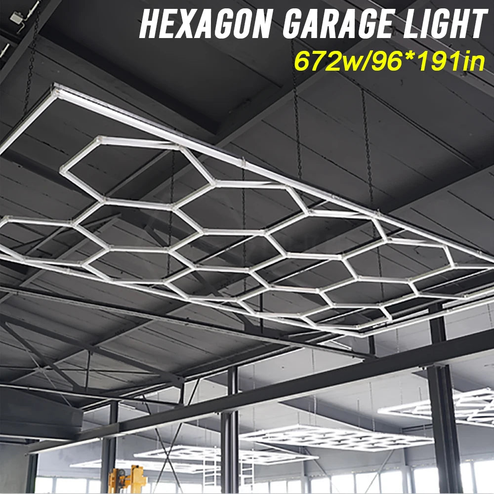 Premium Honeycomb Hexagon LED Ceiling Light For Garage Workshop