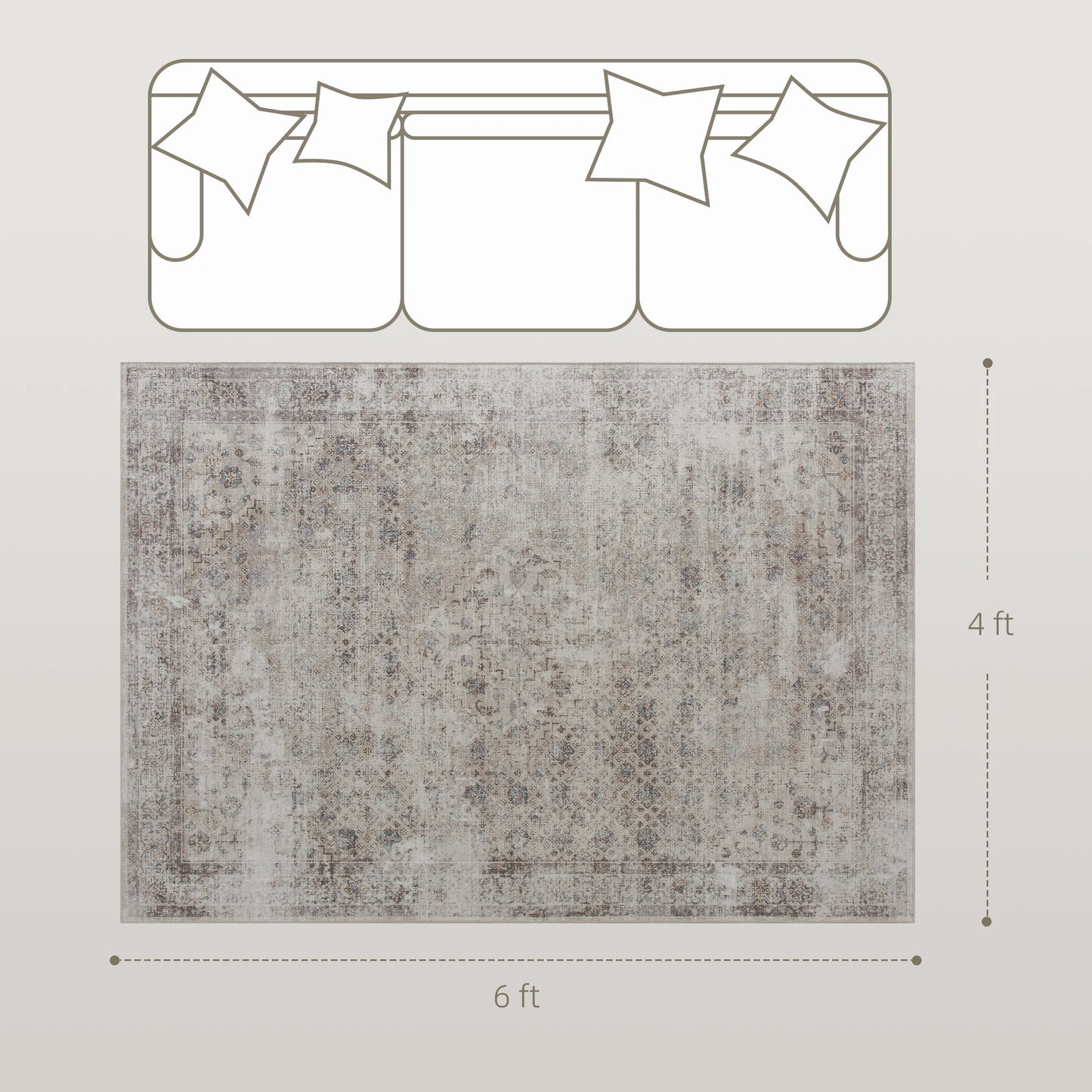 Modern Geometric Area Rug With Machine Washable Non Slip Design