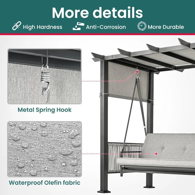 2-In-1 Convertible Porch Swing Bed With Wicker Armrests