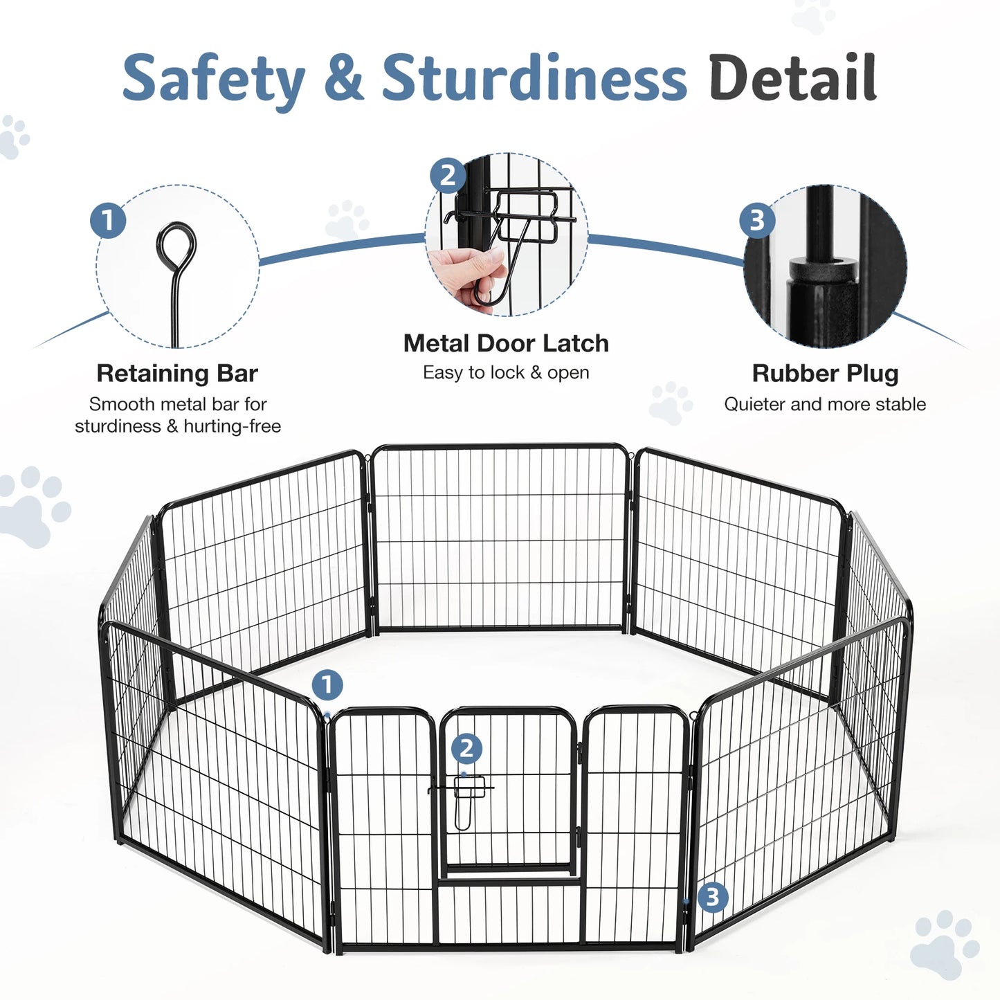 JHK Metal Dog Playpen For Safe Indoor Or Outdoor Exercise