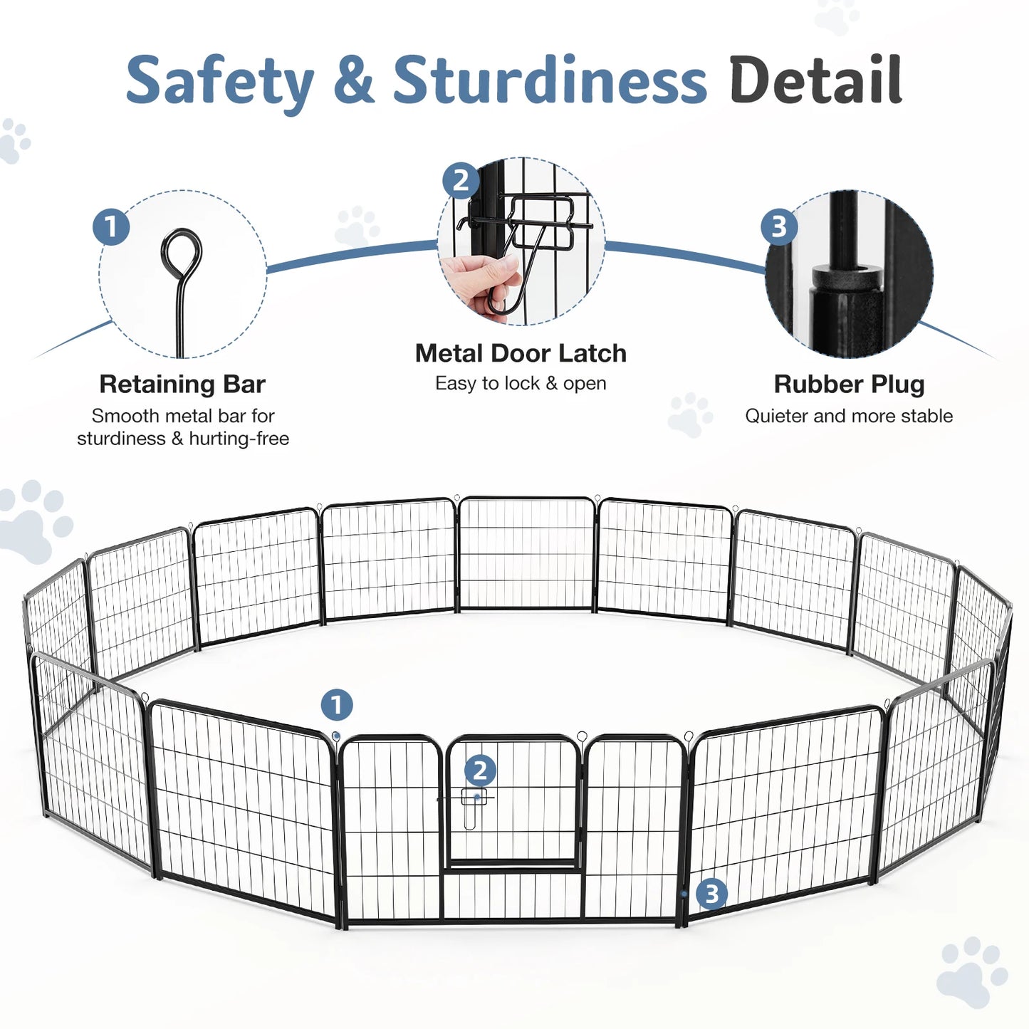 JHK Foldable Sturdy Metal Dog Playpen For Indoor Outdoor