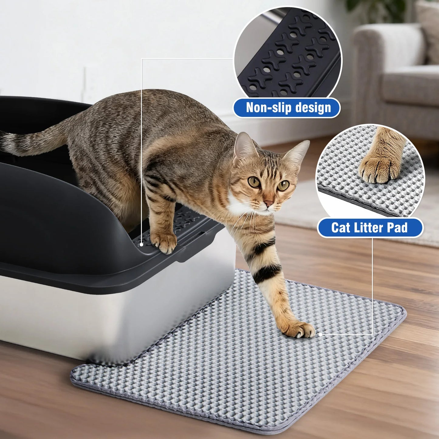 JHK Stainless Steel Semi Closed Cat Litter Box With Scoop