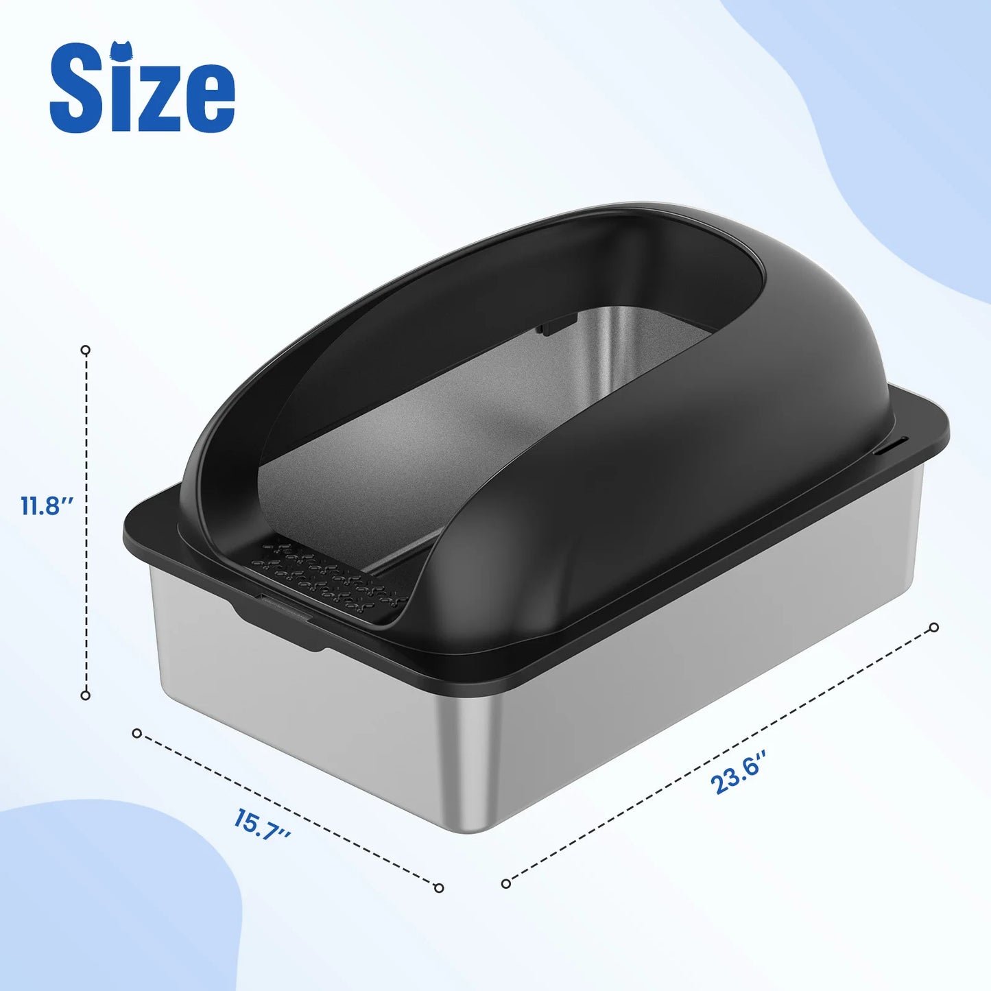 JHK Stainless Steel Semi Closed Cat Litter Box With Scoop