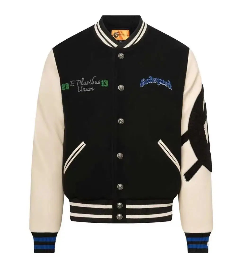 Mens Autumn Winter American Baseball Jacket Embroidered Outerwear