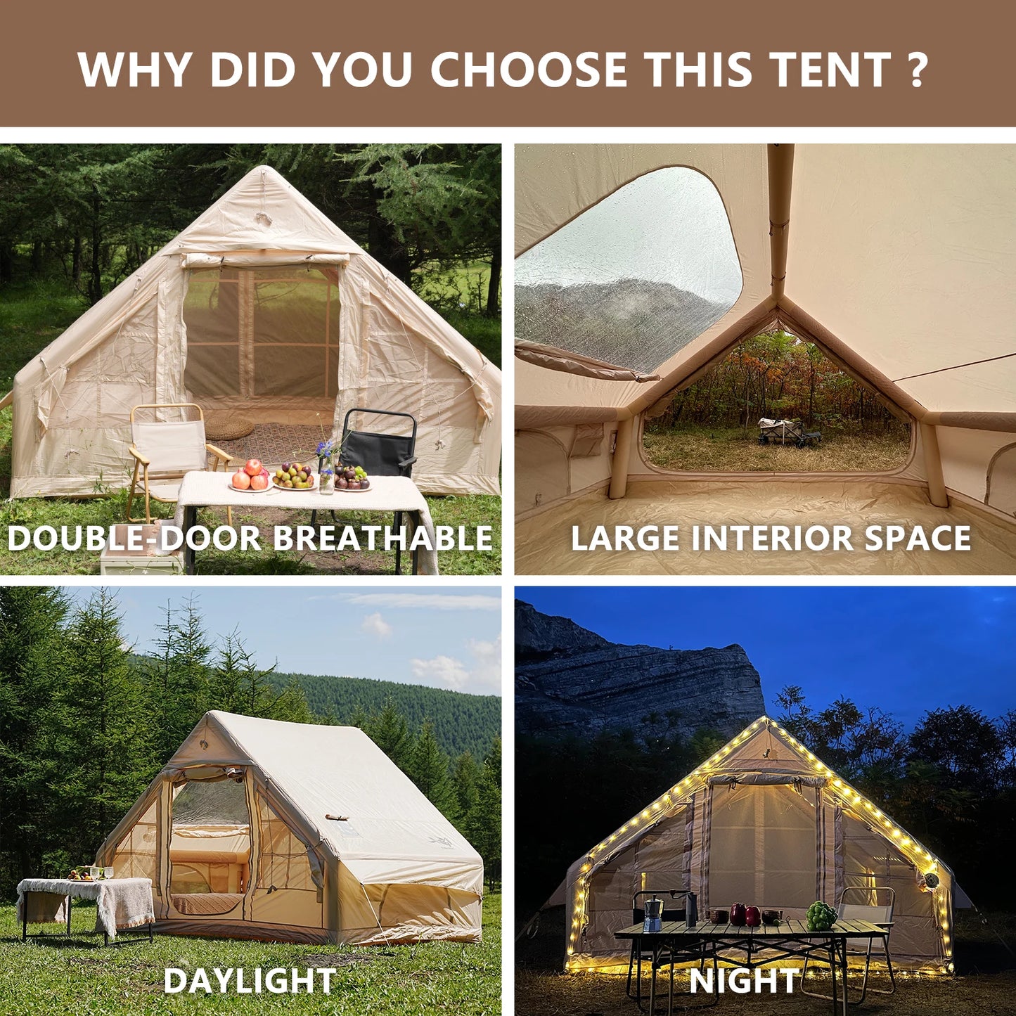 Pakicetus Inflatable Tent With Skylight Quick Setup 4 To 6