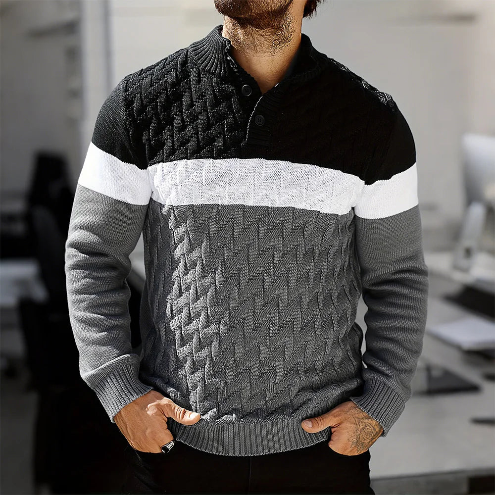 Men's Cable Knit Shawl Collar Pullover For Winter Casual