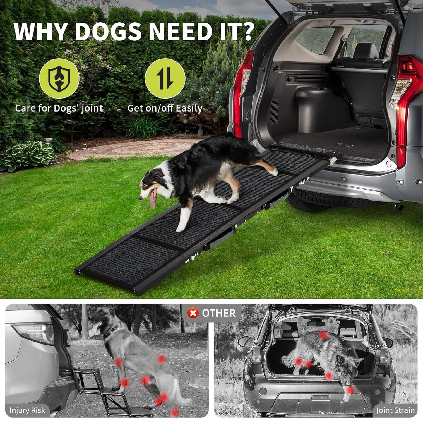 HiMISSDog Upgraded Dog Ramp For Cars With Non Slip Surface