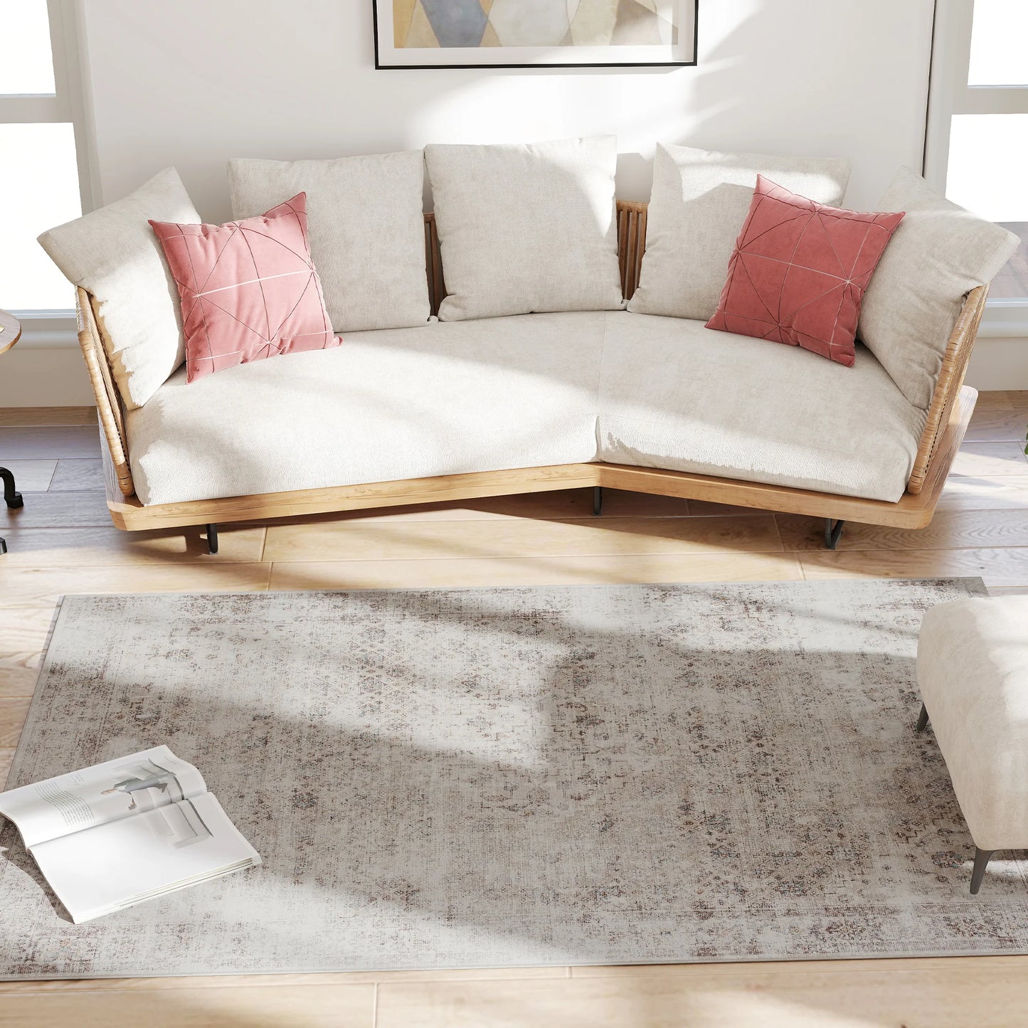 Modern Geometric Area Rug With Machine Washable Non Slip Design
